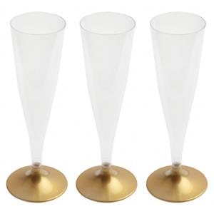 Santex Champagneglazen - 10x - plastic - ml - goud - herbruikbaar -