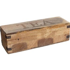 Atmos Fera Theedoos/theekist bruin 4-vaks 32 x 10 cm van mango hout -