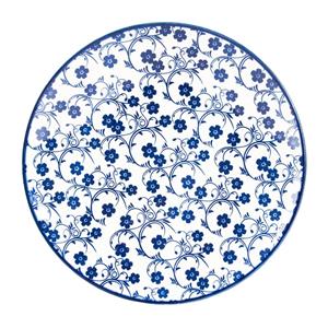 Xenos Ontbijtbord blue print - flowers - ⌀21 cm