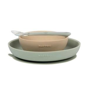 Nattou Eetset 3 stuks sand /Groen