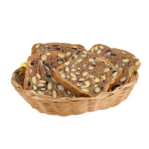 Kesper Brood/fruit mandje - gevlochten kunststof - naturel - ovaal - L24 x B20 x H6 cm - broodmandjes -