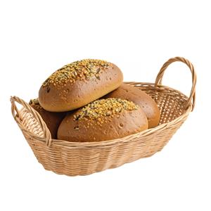 Kesper Brood/fruit mandje - gevlochten kunststof - naturel - ovaal - L29 x B18 x H13 cm - broodmandjes -