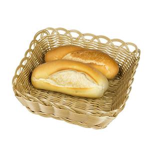 Kesper Brood/fruit mandje - gevlochten kunststof - lichtbruin - vierkant - L29 x B29 x H9 cm - broodmandjes -