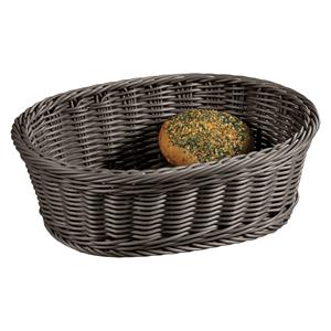 Kesper Brood/fruit mandje - gevlochten kunststof - antraciet - ovaal - L29 x B23 x H9 cm - broodmandjes -