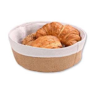 Kesper Broodmandje met stof - katoen/peva - beige - rond - D25 x H9 cm -