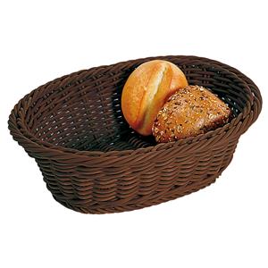 Kesper Brood/fruit mandje - gevlochten kunststof - donkerbruin - ovaal - L32 x B24 x H11 cm - broodmandjes -