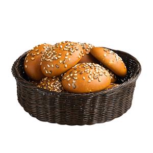 Kesper Brood/fruit mandje - gevlochten kunststof - bruin - rond - D36 x H11 cm - broodmandjes -