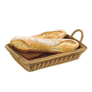 Kesper Brood/fruit mand - gevlochten kunststof - lichtbruin - rechthoek - L41 x B29 x H8 cm - broodmandjes -