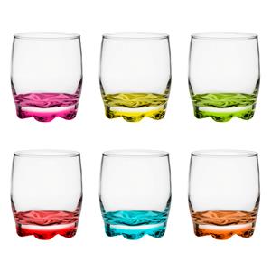 Glasmark Drinkglazen/waterglazen Tumblers - glas - gekleurde basis - 6x stuks - 250 ml -