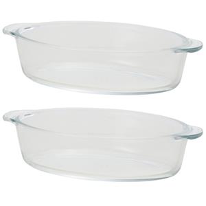 Merkloos 8x Ovalen glazen mini ovenschalen 400 ml 20 x 11 x 5 cm -