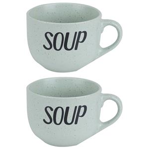 Cosy & Trendy Soepbekers - 2x stuks - groen - 11 cm - 510 ml -