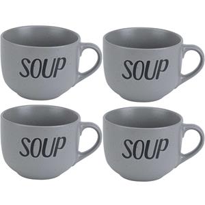Cosy & Trendy Soepbekers - 4x stuks - grijs - 11 cm - 510 ml -