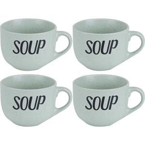 Cosy & Trendy Soepbekers - 4x stuks - groen - 11 cm - 510 ml -