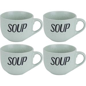 Cosy & Trendy Soepbekers - 4x stuks - groen - 11 cm - 510 ml -