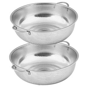 B-Home Keuken vergieten/zeef - set van 2x stuks - rvs metaal - zilver - Dia 25,5 en 31.5 cm -