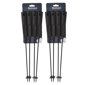 Vaggan BBQ spiezen - 8x stuks - metaal - cm - vleespennen voor vlees - barbecue accessoires -