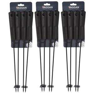 Vaggan BBQ spiezen - 12x stuks - metaal - cm - vleespennen voor vlees - barbecue accessoires -