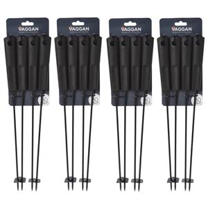 Vaggan BBQ spiezen - 16x stuks - metaal - cm - vleespennen voor vlees - barbecue accessoires -