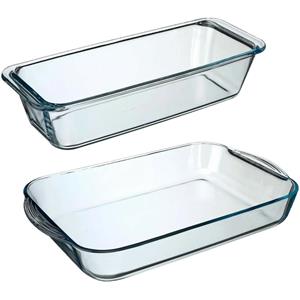 Secret de Gourmet Ovenschalen set 2x formaten - Glas - x 25 cm/31 x 12 cm -