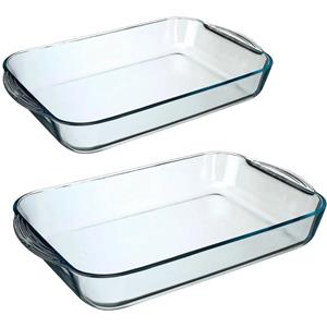 Secret de Gourmet Ovenschalen set rechthoek - Glas - x 25 cm/34 x 19 cm -