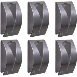QUVIO Handdoekenhouder zelfklevend RVS - set van 6