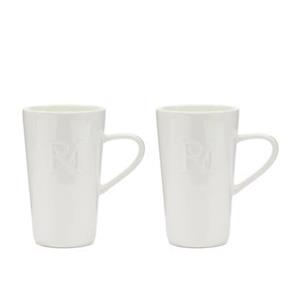 Rivièra Maison Riviera Maison Koffiemokken Set, Wit - Monogram - 2 stuks