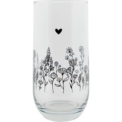 Clayre & Eef Waterglas 280 ml Glas Bloemen Drinkbeker