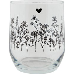 Clayre & Eef Waterglas 300 ml Glas Bloemen Drinkbeker