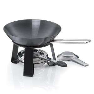 kela Wok Joy, Stahl schwarz inkl Rechaud & Sicherheitspastenbrenner, Kochen am Tisch