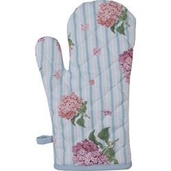 Clayre & Eef Kind Ovenwant 12x21 cm Wit Roze Katoen Hortensia