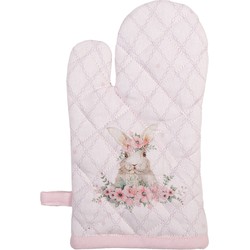 Clayre & Eef Kind Ovenwant 12x21 cm Roze Katoen Konijn