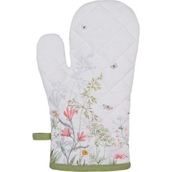 Clayre & Eef Ovenwant 18x30 cm Wit Katoen Bloemen