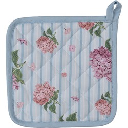 Clayre & Eef Pannenlap 16x16 cm Wit Roze Katoen Hortensia