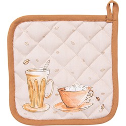 Clayre & Eef Pannenlap 20x20 cm Beige Katoen Croissant en koffie