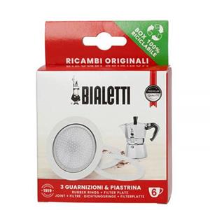 Bialetti ALU Filterplaatje + 3 rubber ringen 6 kops