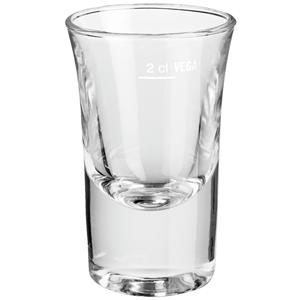 Vega Borrelglas Podeno; 40ml, 4.5x7 cm (ØxH); transparant; 2 cl vulstreepje, 6 stuk / verpakking