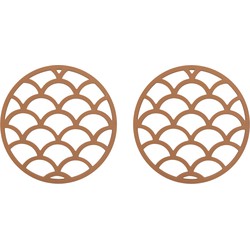 Krumble Pannenonderzetter met schubben patroon - Bruin - Set van 2