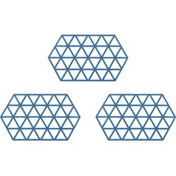 Krumble Siliconen pannenonderzetter Hexagon lang - Blauw - Set van 3