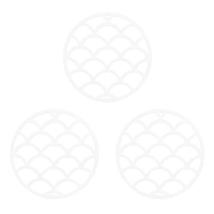 Krumble Pannenonderzetter met schubben patroon - Wit - Set van 3