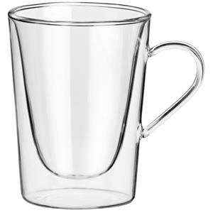 Vega Koffieglas Dila met oor; 310ml, 8.6x11.3 cm (ØxH); transparant; 2 stuk / verpakking