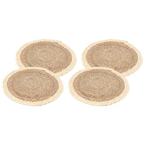 Chaks Placemats - 8x - D38 cm - gevlochten stro - beige - bohemian style -