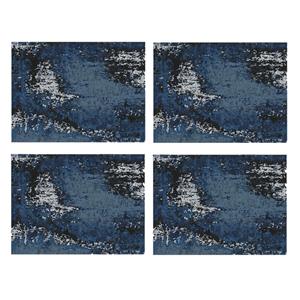 Contento 12x stuks luxe stijlvolle placemats van vinyl x 30 cm blauw/wit -
