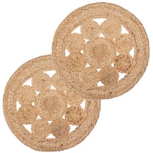 Atmosphera Set van 12x stuks ronde placemats jute naturel cm -