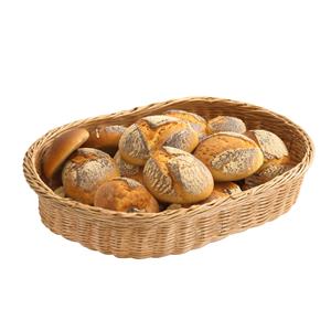 Kesper Brood/fruit mandje - gevlochten kunststof - naturel - ovaal - L40 x B30 x H8 cm - broodmandjes -