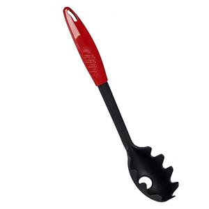 Kook/keuken gerei - spaghetti opschep lepel - zwart/rood - kunststof - 30 cm -