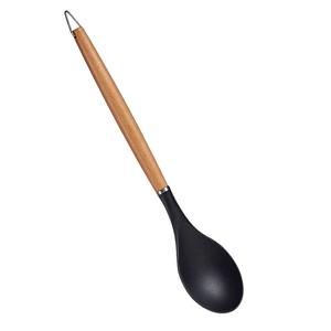 Arte r Kook/keuken gerei - opschep lepel - zwart/bruin - kunststof/hout - 32 cm -