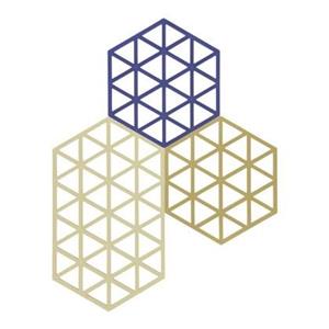 F&H Group Untersetzer-Set Triangles 3 Stck. Khaki/Warm sand/Indigo