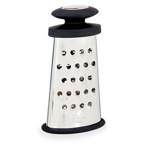 Keuken rasp met zwart ergonomisch handvat - 2-zijdig - zilver - RVS - hand rasp -