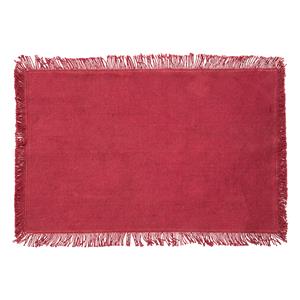 Secret de Gourmet placemats Kenya - 1x - donkerrood - 45 x 30 cm - katoen - met franjes -