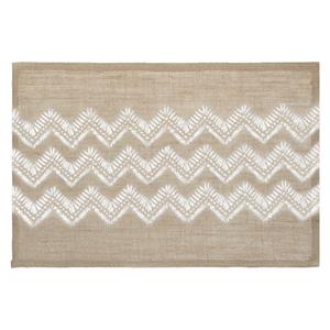 Secret de Gourmet Rechthoekige placemat zigzag lijnen wit jute 45 x 30 cm -